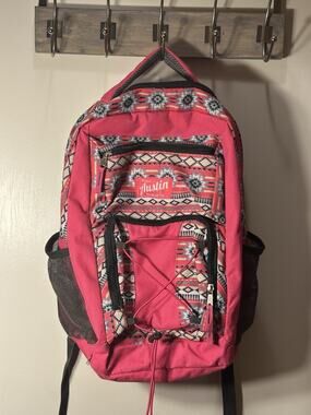 Austin Trading Co Pink Blue White Aztec Print Laptop Backpack